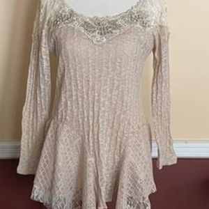 Breezy Bohemian Boutique Beaded Lace-Knit Top